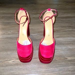 Fuchsia Satin Platforms